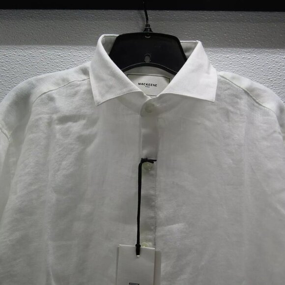 NEW MACKEENE Mens Fabiio Linen Button-Up Shirt Size 2XL White - Picture 6 of 12